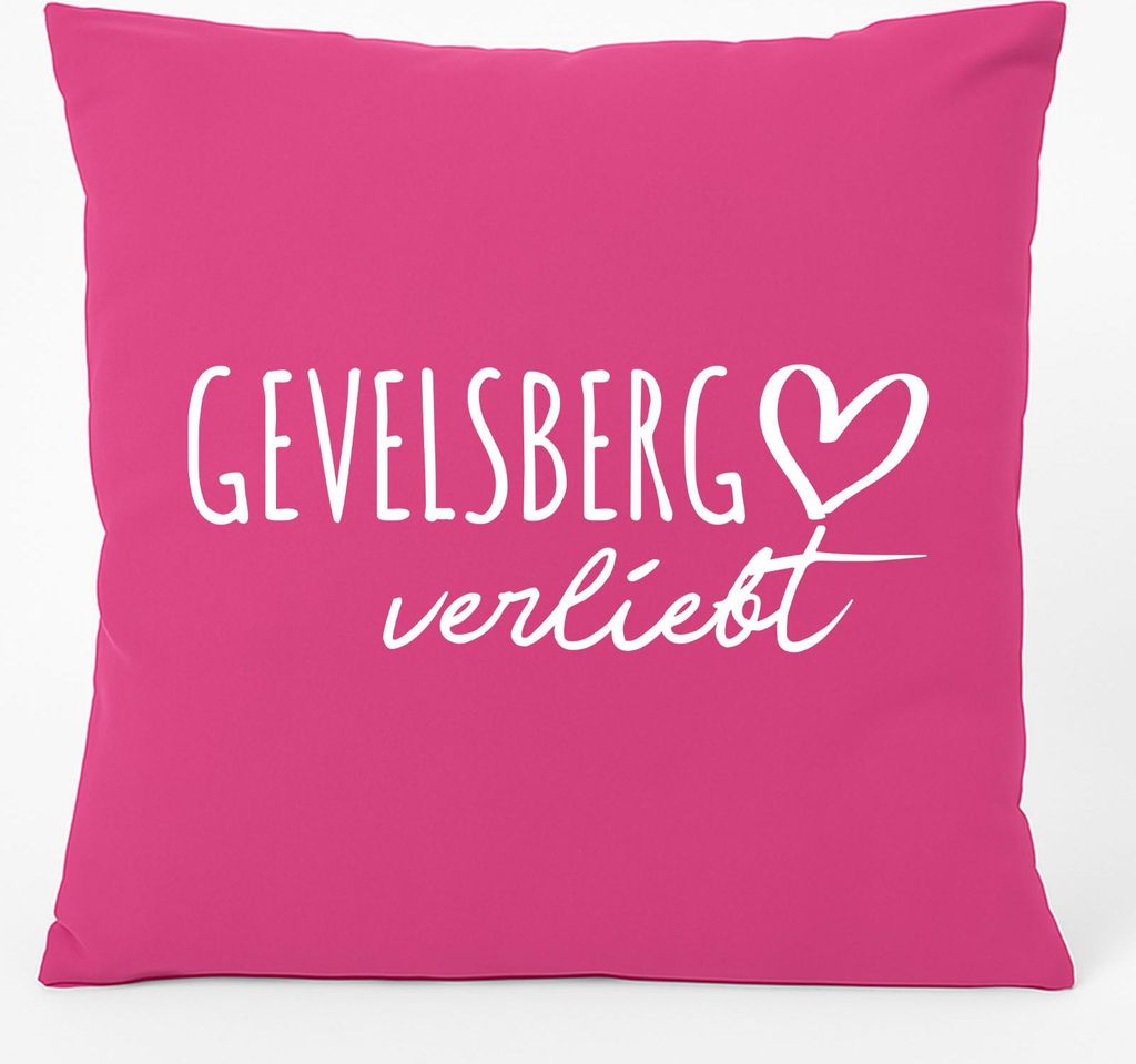Huuraa Kissen Gevelsberg verliebt 40x40cm mit Füllung Fuchsia Baumwolle Dekokissen Geschenkidee