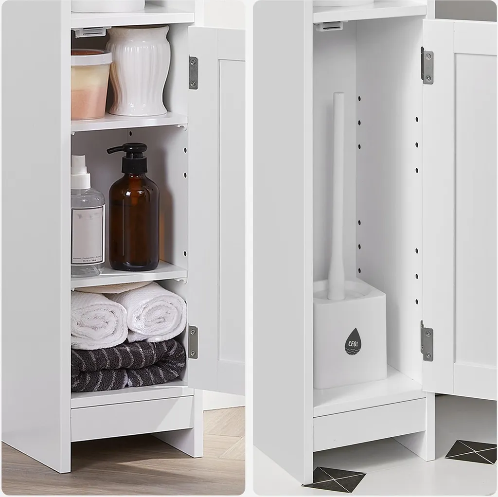 Petit meuble d'appoint Maddy blanc 80 cm design étroit et compact