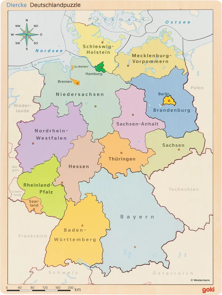 Puzzle bois Allemagne goki : apprenez la carte sans effort 98 pièces