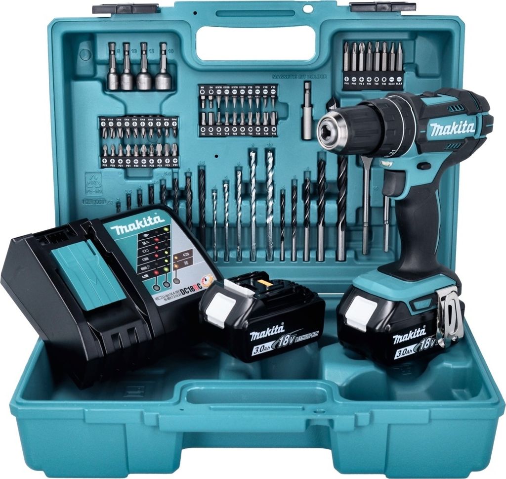 Makita DHP482RFX1 Bohrakku 18V LXT 62Nm 2x3,0Ah MAKPAC 76 Produktbild 