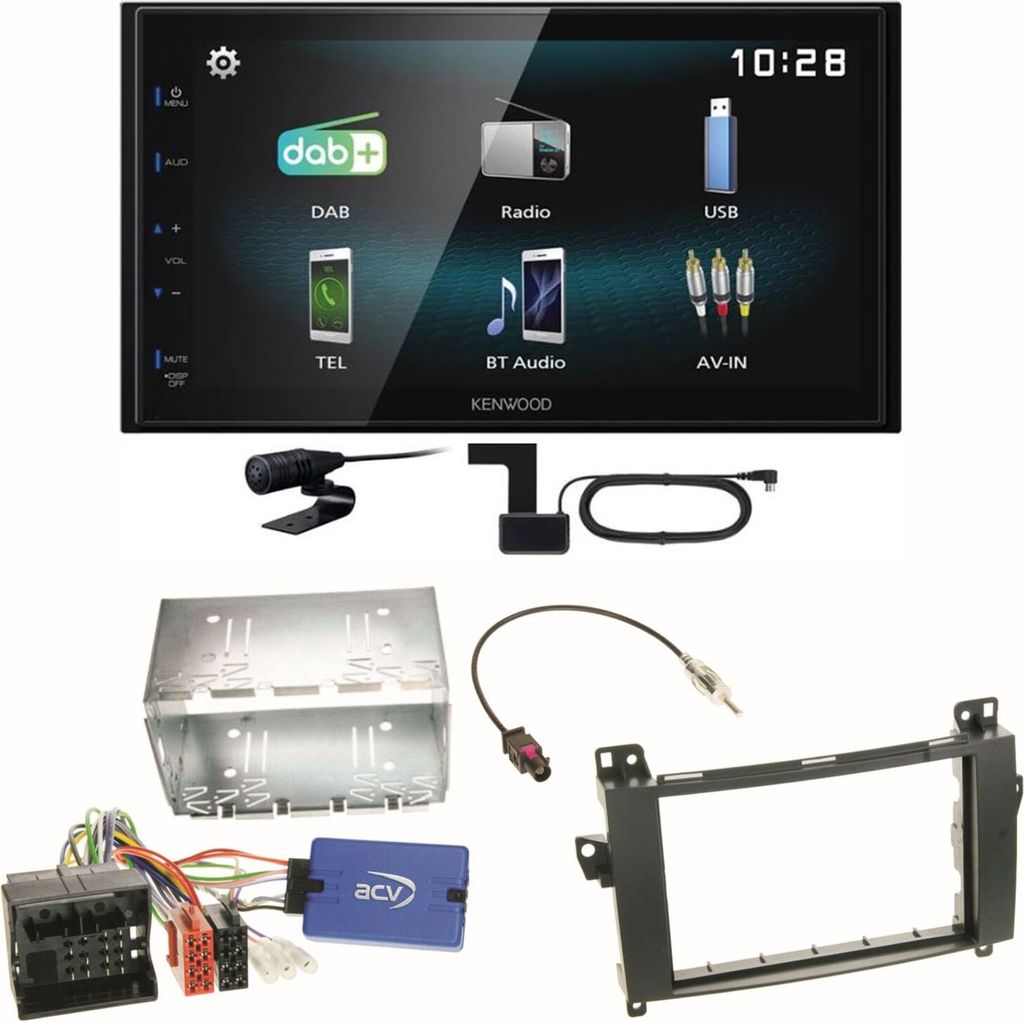 Kenwood DMX-125DAB Bluetooth MP3 DAB+ USB Einbauset für Mercedes Viano Vito W639