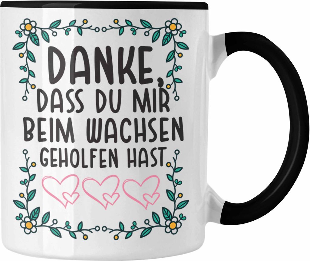 Trendation - Erzieherin Tasse Geschenk Herz Geschenke Abschiedsgeschenk mit Spruch Kaffeetasse Kindergärtnerin (Schwarz)