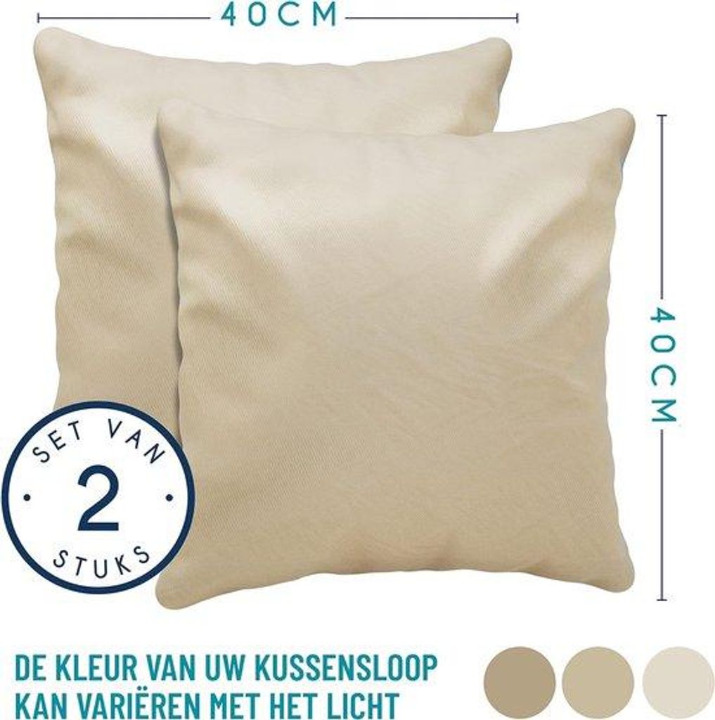 Kissenbezugschutz (Set von 2) – Beige Baumwolle - Für Kissen 40 x 40 cm - 100% Jersey Baumwolle - Bettwäsche Doppelbett Kissenbezugschutz - Kis...