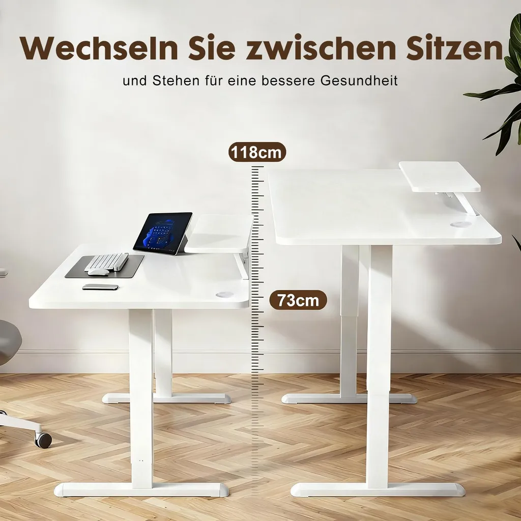 Bureau télétravail compact 120cm, table électrique pour petit espace