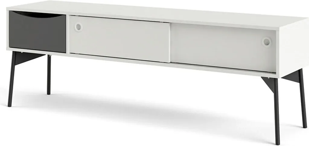 Porta TV Elly 2 Ante Scorrevoli Bianco e Grigio | Prezzo Imbattibile