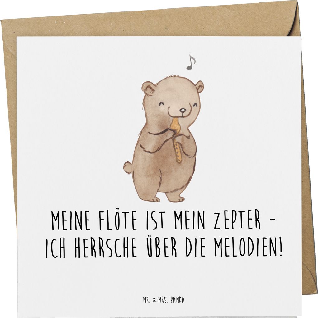 Mr. & Mrs. Panda Klappkarte Flötenzauber - Weiß - Geschenk, Produktbild 