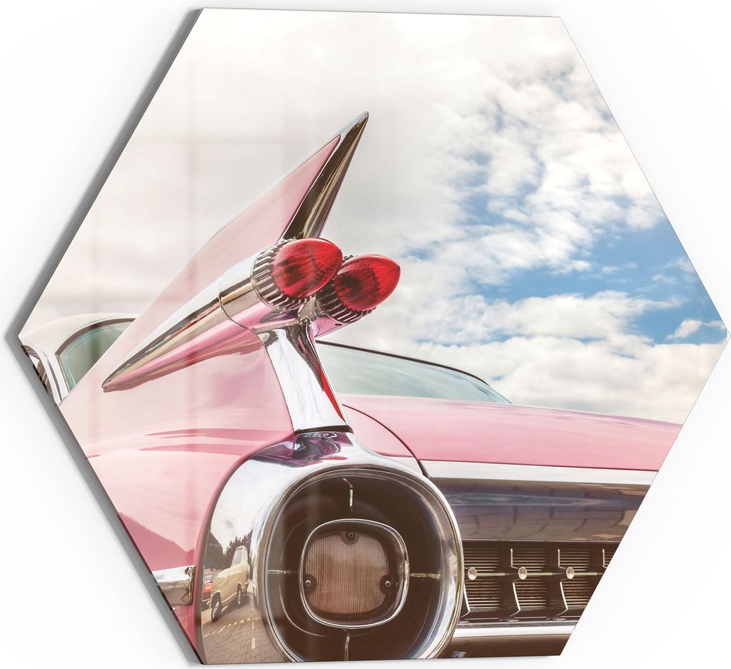 DEQORI Magnettafel Glas 40x35 cm 6-eckig 'Der 59er Cadillac' beschreibbar Whiteboard