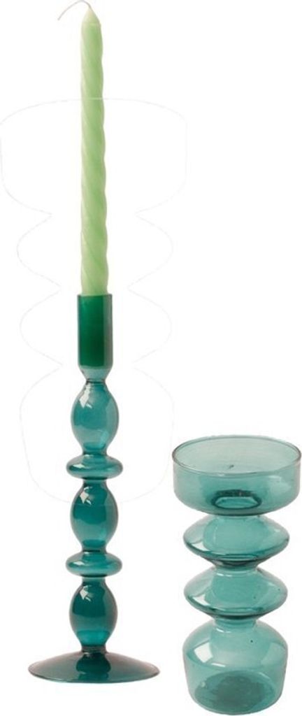 WinQ - Bunte Kerzenständer aus Glas in einer meergrünen Produktbild 1