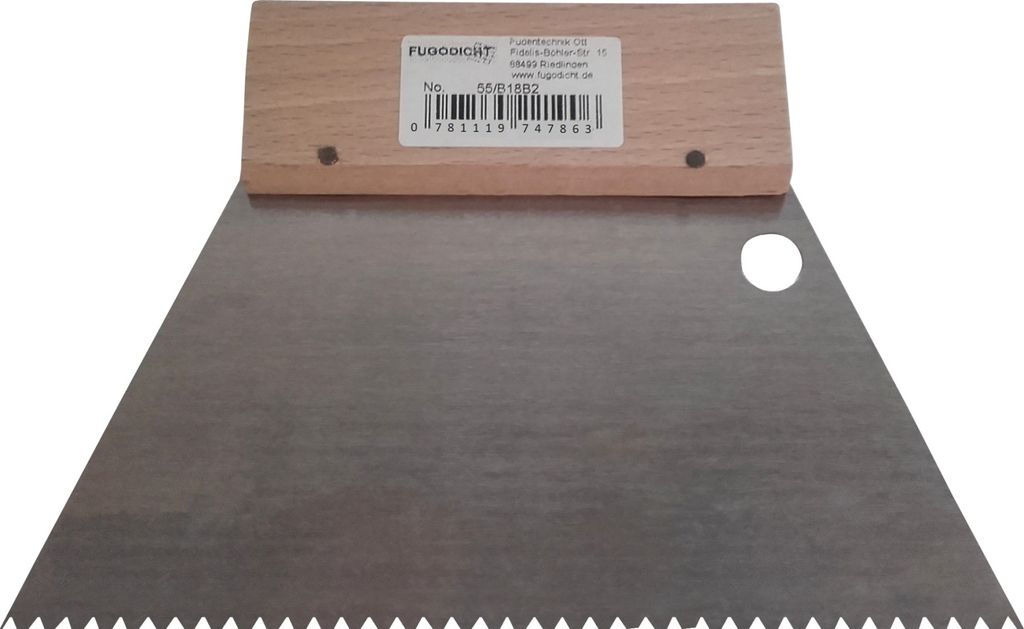 Leim Klebstoff Trapez Zahnspachtel Bodenleger 180mm x 130mm gezahnt B2 (2.1x2.9mm)