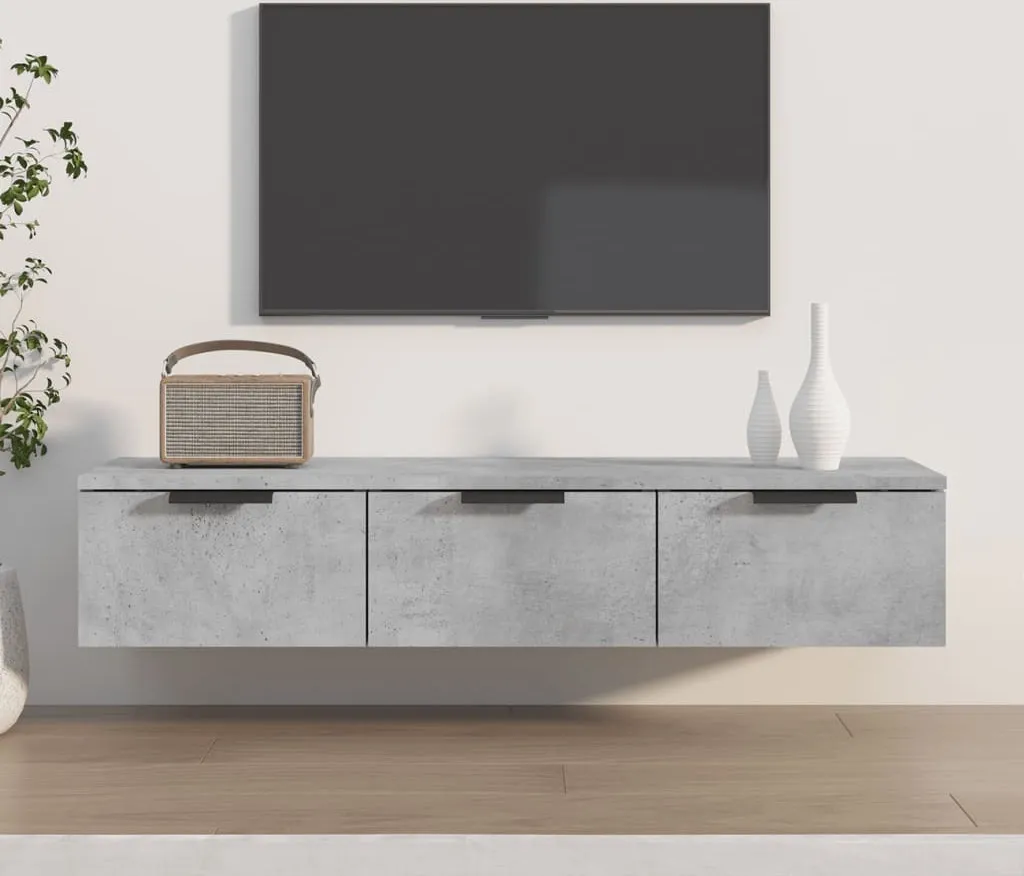 Pensile Legno Grigio Cemento 102x30x20 cm - Mobile Muro Eco-Design