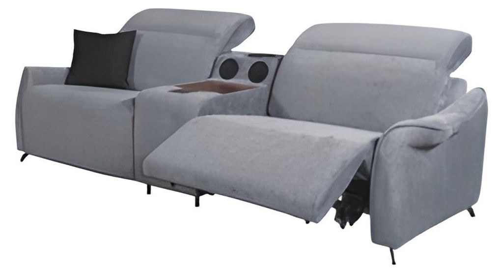 Graues Polster Sofa Designer 3-Sitzer Dreisitzer Mit Musikanlage Modern