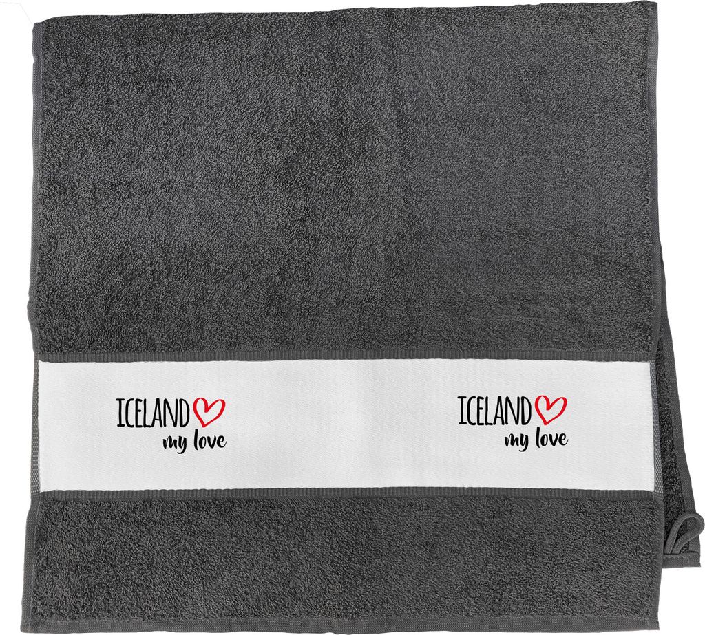 Huuraa Handtuch Iceland my love 50x100cm Graphite Baumwolle Handtuch Geschenkidee