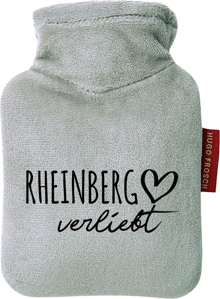 Huuraa Mini-Wärmflasche Rheinberg verliebt 0,2 Liter Grey Mini Veloursbezug Taschenwärmer Geschenkidee
