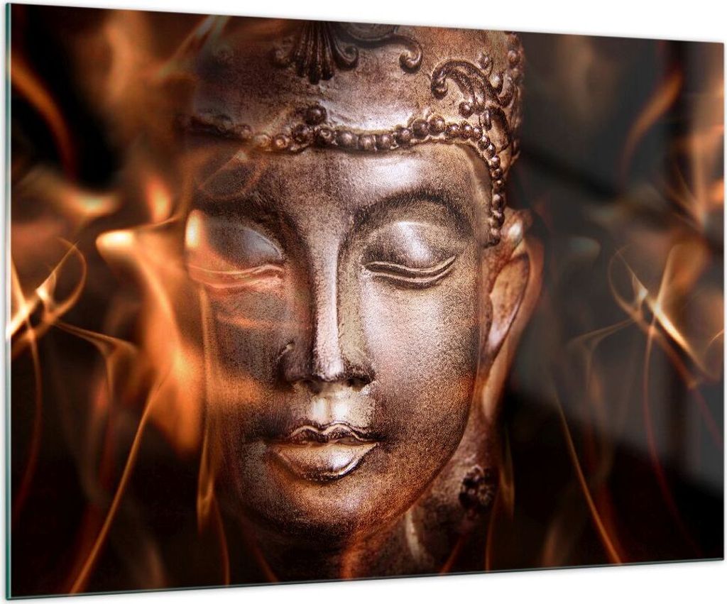 Bilder auf glas - Buddha Statue Geheimnis - 100x70cm - Glasbilder - Wandbilder - Kunstdruck - zum Aufhängen bereit - Wanddekoration aus Glas - Gla...