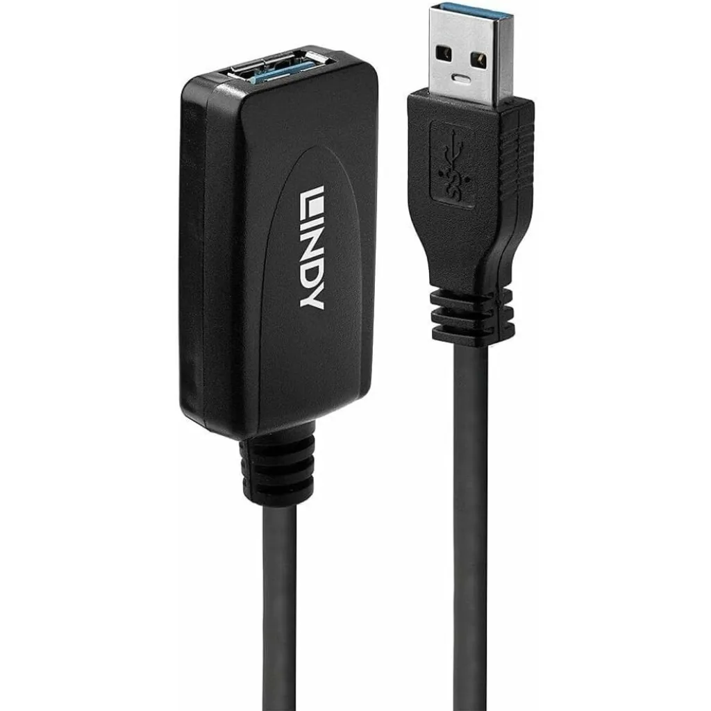 LINDY Câble de Rallonge Active USB 3.0 Type A M/F 5m Noir Haute Qualité