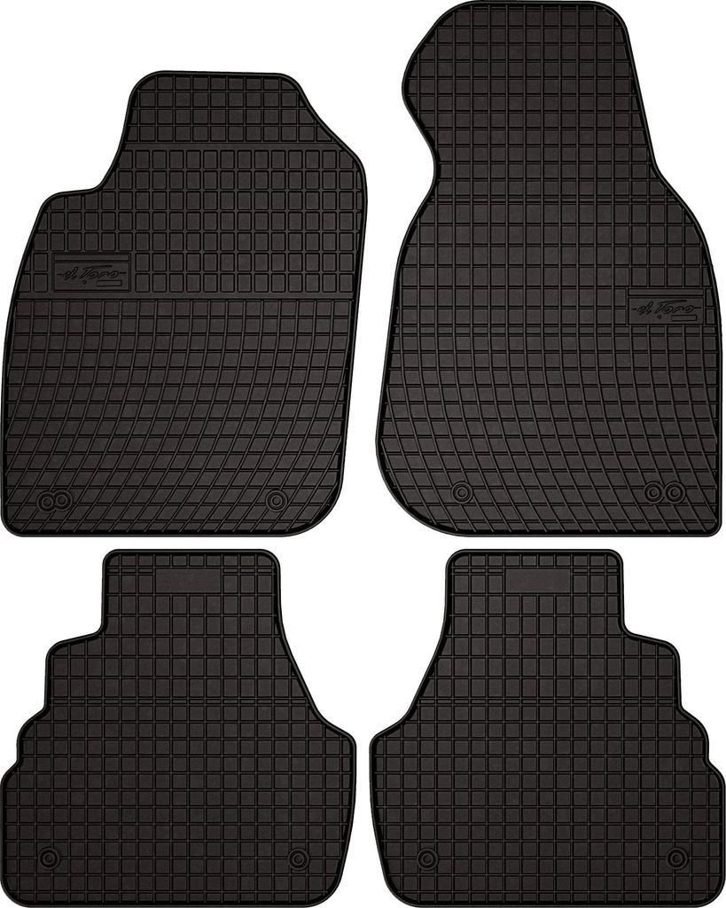 Gummifußmatten passend für Audi A6 C5 (Avant, Kombi, Limousine, quattro, allroad, Bj. 1997-2005) – schwarz, passgenau, mit Befestigungen set 4...