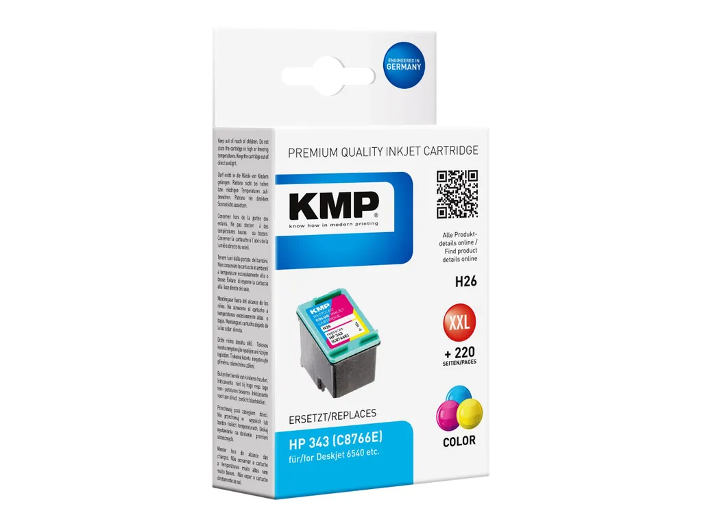 KMP H26 - Inchiostro a base di pigmento - Ciano - Magenta - Giallo - HP DeskJet 460 HP DeskJet 460 C HP DeskJet 460 CB HP DeskJet 460 WBT HP DeskJet 460 WF HP... - 1 pezzo(i)