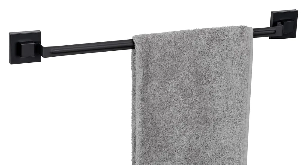 Porte-serviettes sans perçage noir 60 cm : fini les trous dans les murs