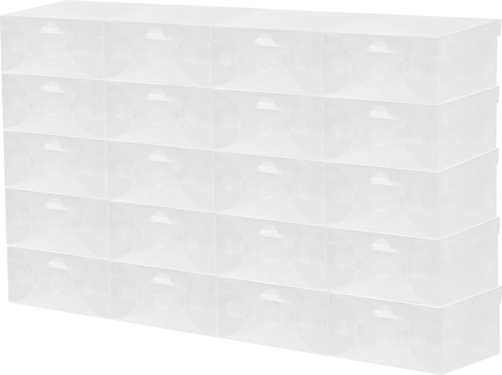 Schuhboxen 20er Set - Aufbewahrungsboxen - Stapelbar - Einfache Montage - Platzsparend - Minimalistisches Design - Weiß