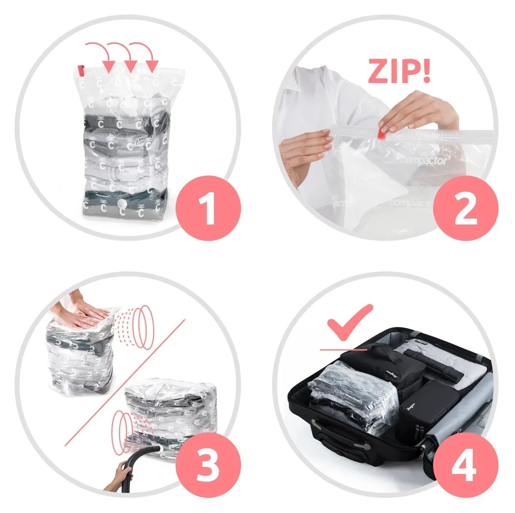 Compactor Lot 6 Sacs Rangement Sous Vide Compact Express 30x20x50cm - 3