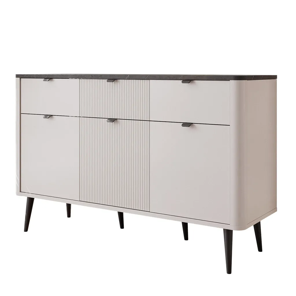 Commode à tiroirs cannelés NAVANI meuble de rangement chic 130 cm - 9