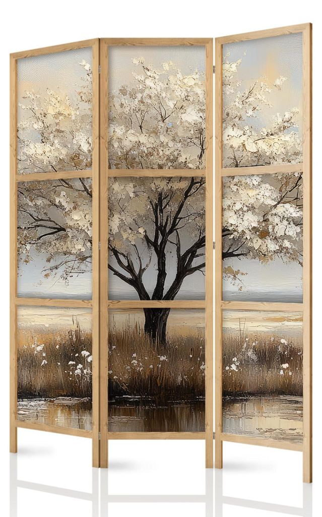 framed concept - Paravent Raumteiler aus Holz 135x172 cm, 3-teilig, einseitig, im orientalischen Stil