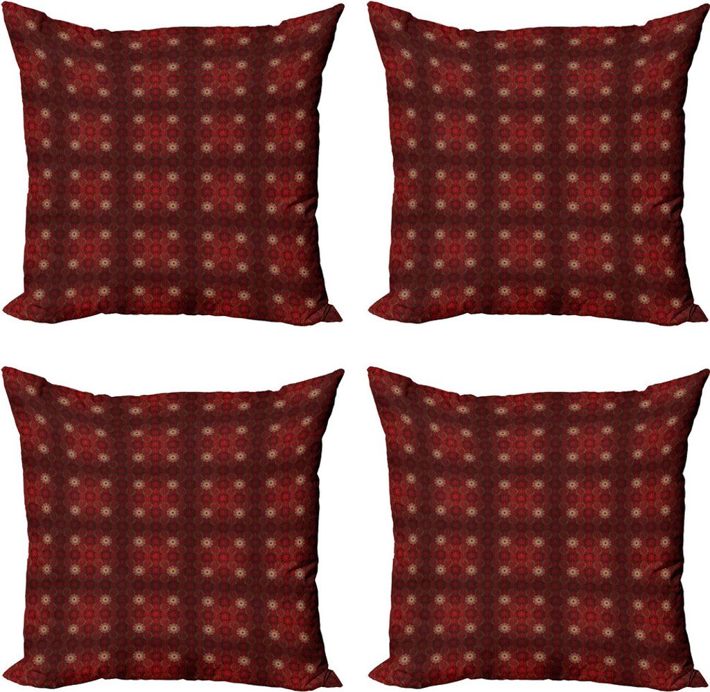 ABAKUHAUS orientalisch Kissenbezug Set (4 Stück), Abstrakt Klassisch Medaillon, Moderner Doppelseitiger Digitaldruck, 50 cm x 50 cm, Burgund und M...