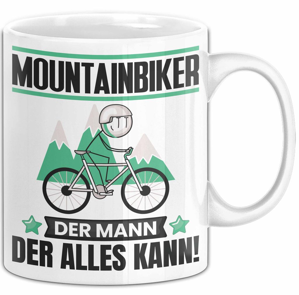 Mountainbiker Tasse Geschenk für Mountainbiker Der Mann Der Alles Kann Geschenkidee zum Geburtstag (Weiß)
