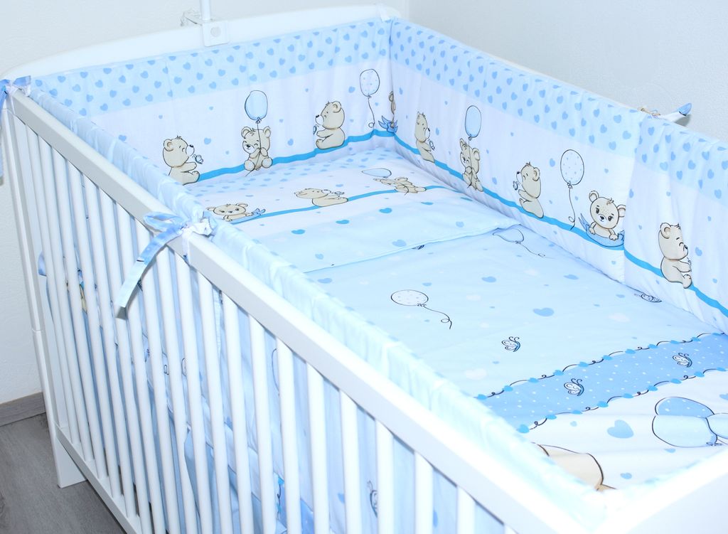 PRIMAWELA Nestchen 360 cm Bettumrandung Babybett Baby Kinder Nest Kopfumrandung 02. Sweet Blau