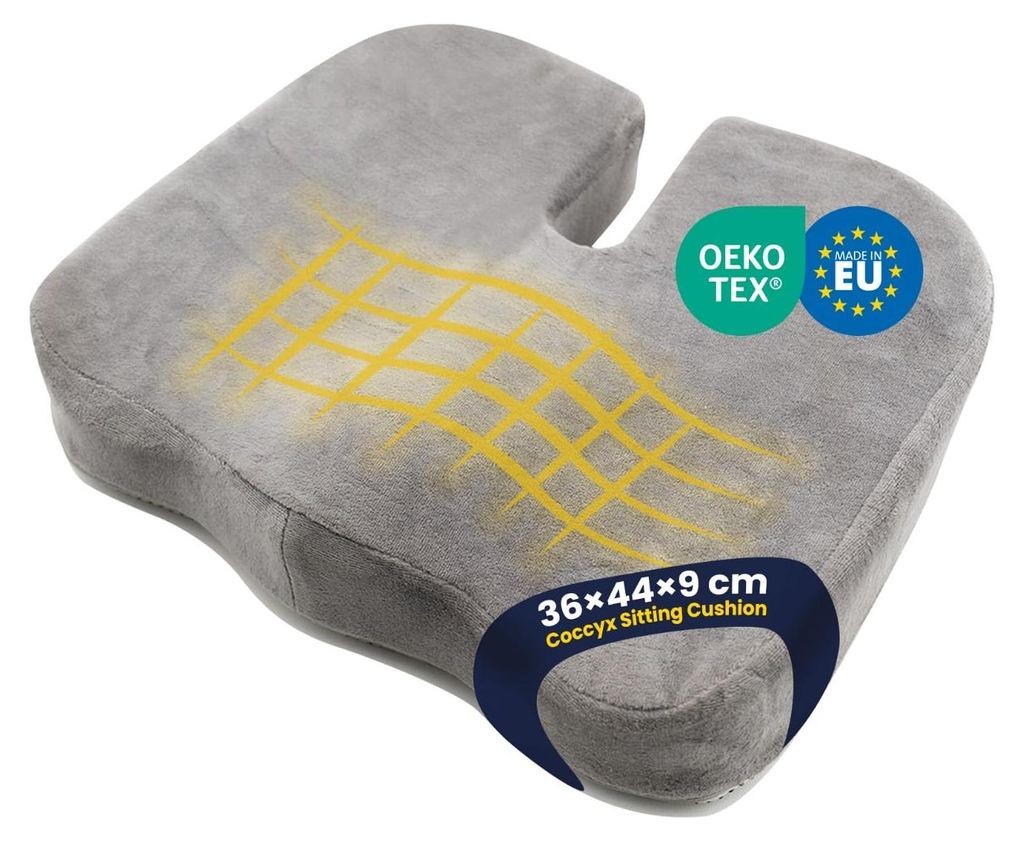 Orthopädisches Sitzkissen aus Memory-Schaum zur Linderung von Steißbeinschmerzen (mittlerer Härtegrad). Auch geeignet als Steißbeinkissen, Hüf...