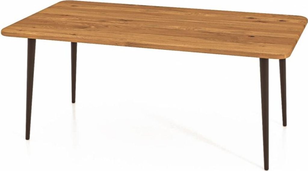 Couchtisch Tula aus Wildeiche massiv 90x90x48 mit schwarzen Metallbeinen
