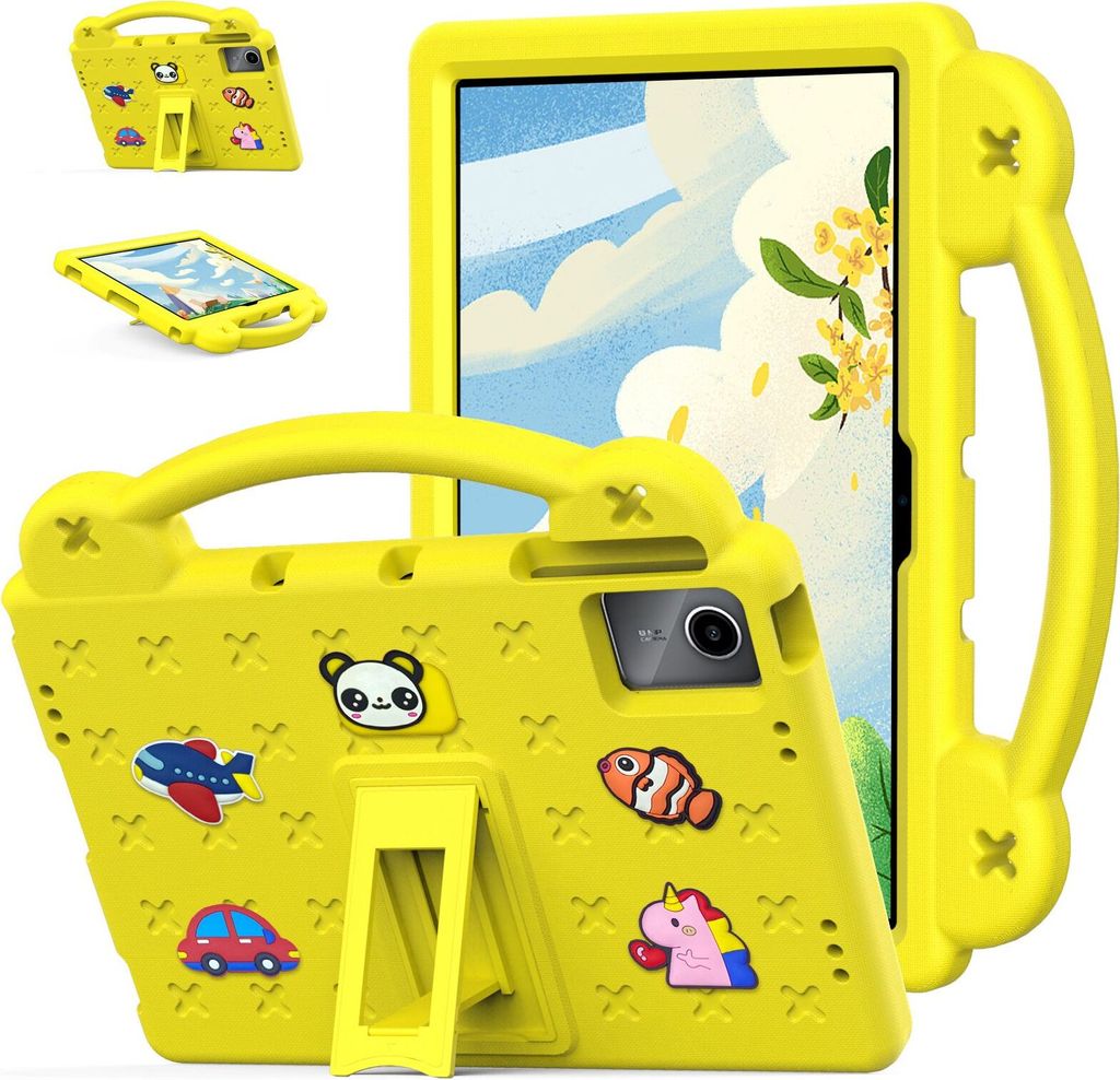 Schutzhülle für Xiaomi Redmi Pad SE 11" 2023 Niedliche Hülle für Kinder, Stoßfest mit Griff und Ständer Gelb