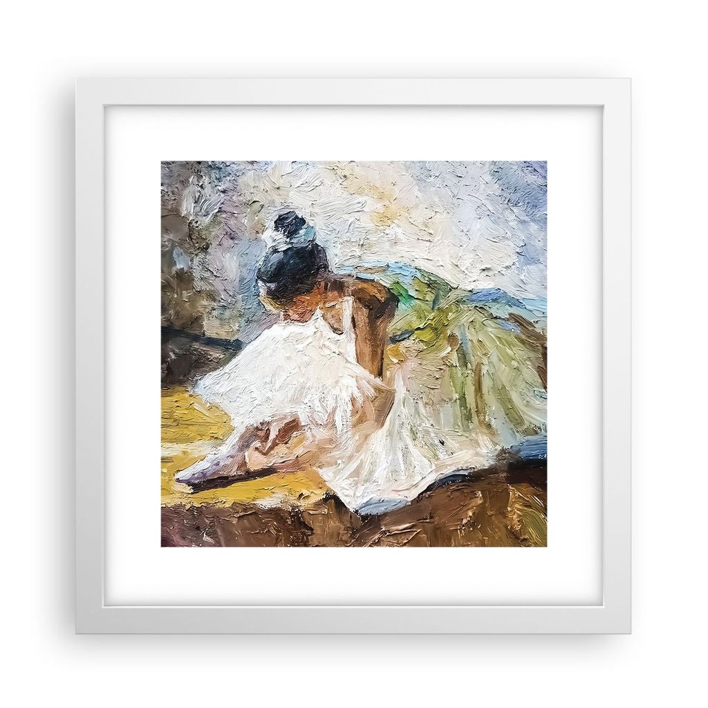 Gerahmtes Poster - Weißer Rahmen - Ballerina Mädchen Öl - 30x30 cm - Wand Bild - Wanddeko - Wandbilder - Kunstposter - Wandposter - Bilderrahmen...