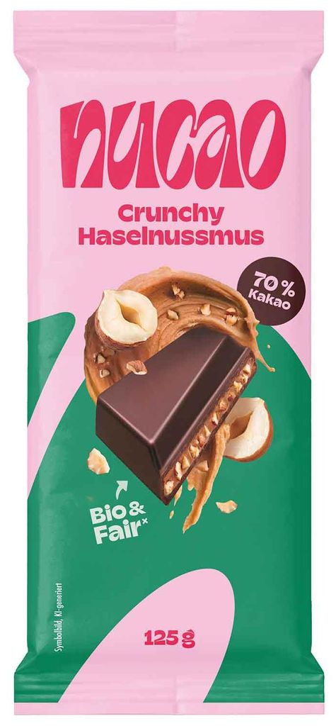 nucao Tafelschokolade Crunchy Haselnussmus  125g Produktbild 
