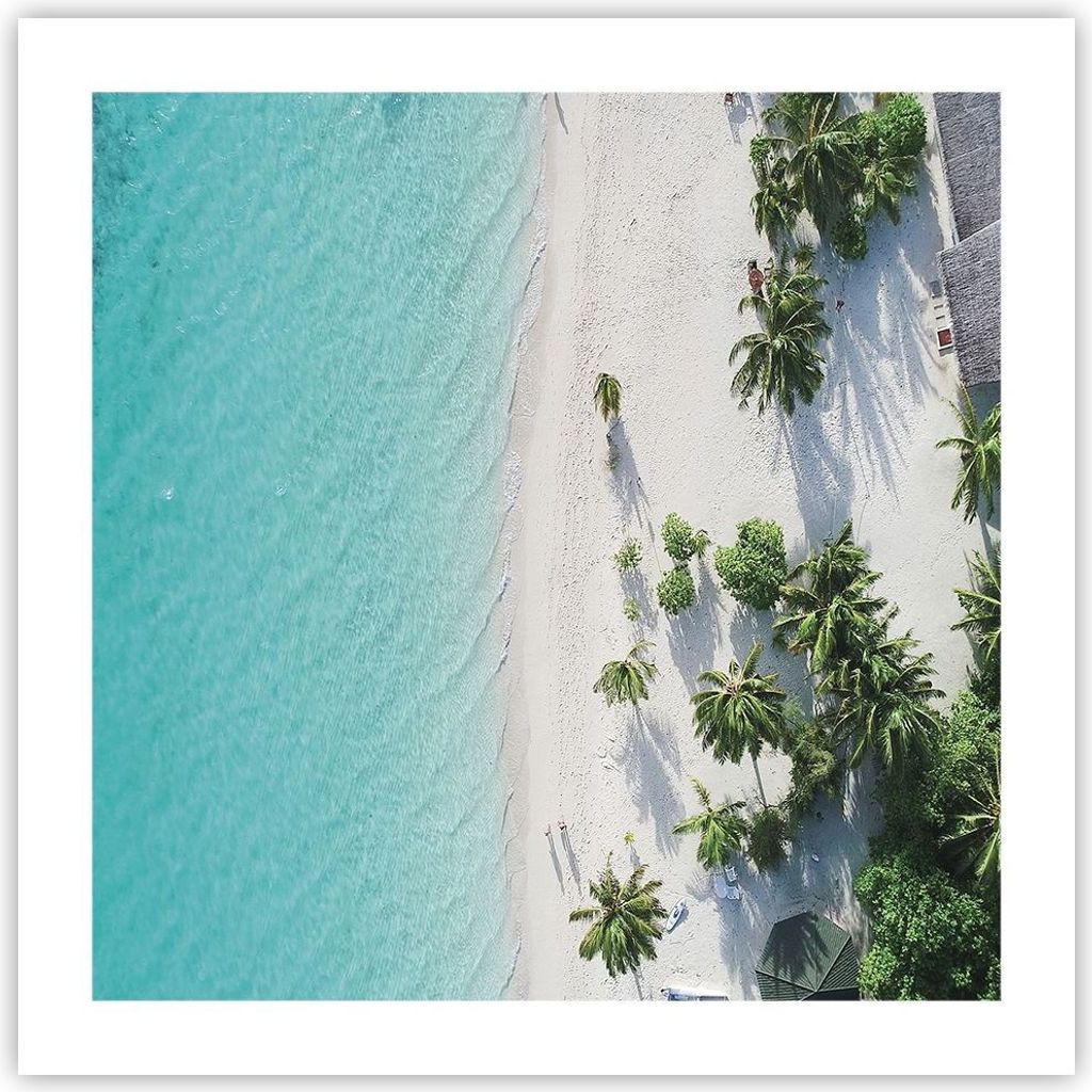 Poster - Poster ohne Rahmen - Luftaufnahmen himmlisch Strand - 50x50 cm - Wand Bild - Wanddeko - Wandbilder - Kunstposter - Wandposter - Bilder - K...