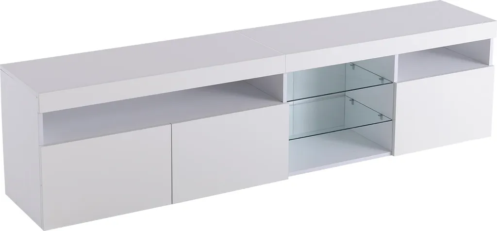Meuble TV LED Design Blanc 180x35x45 cm - Structure MDF Robuste Salon - 4