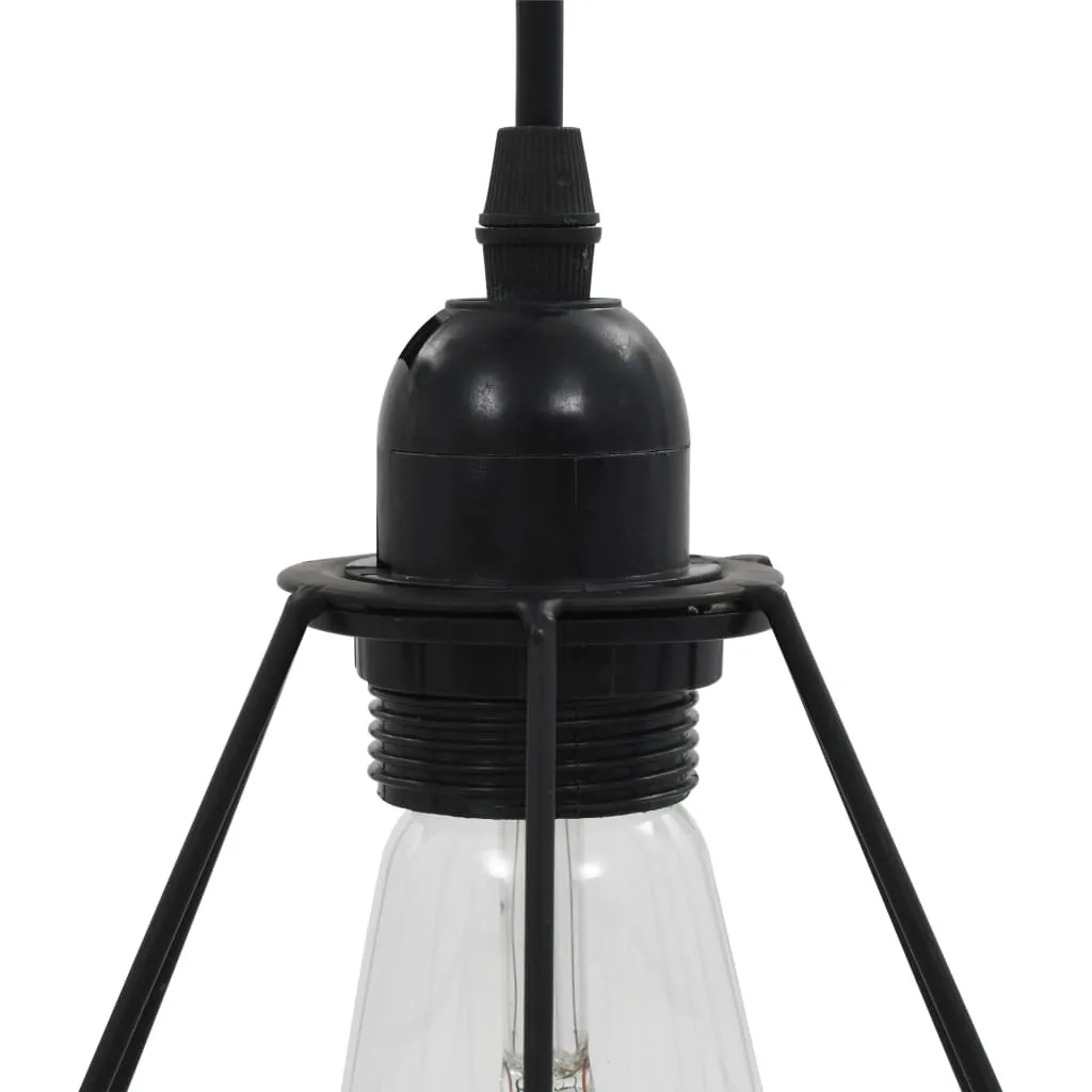 Luminaire diamant noir 3 douilles E27 structure métal géométrique - 5