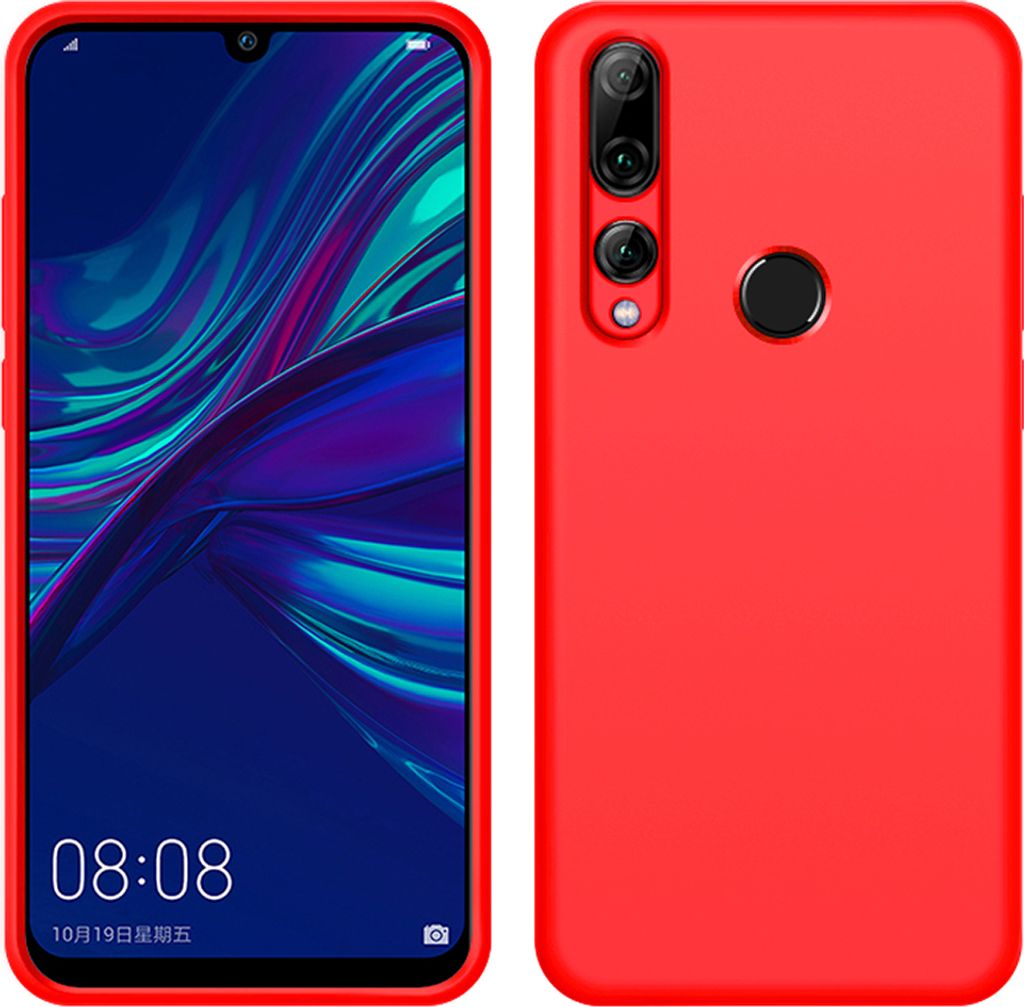 Huawei P Smart Plus 2019 Hülle, LaimTop Slim Flüssig Silikon Soft Gel Gummi Stoßfest Kratzfest Schutzhülle für Huawei P Smart Plus 2019 Rot