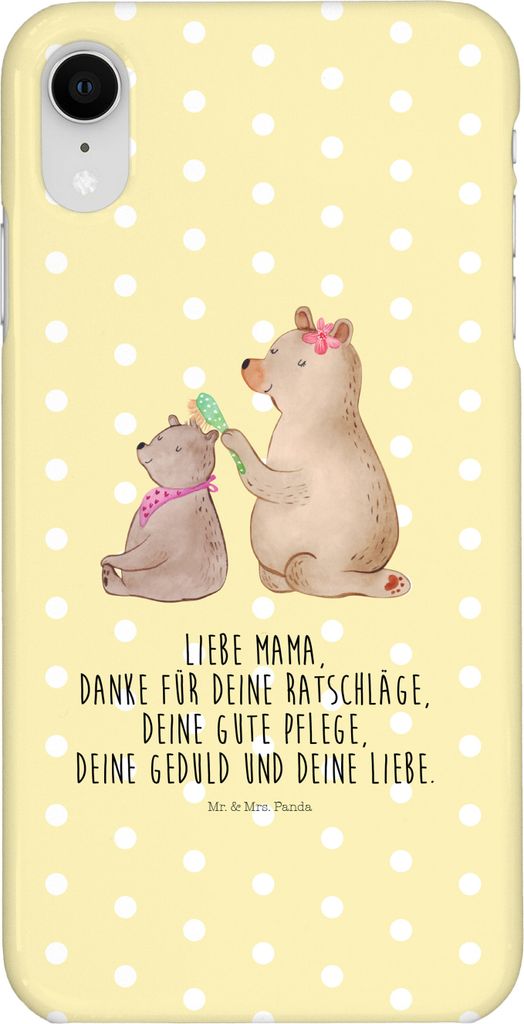 Mr. & Mrs. Panda Iphone XR Handyhülle Bär Kind - Gelb Pastell - Geschenk, Mutter, Muttertag, Tochter, Mama, Premium Kunststoff, Handy Case