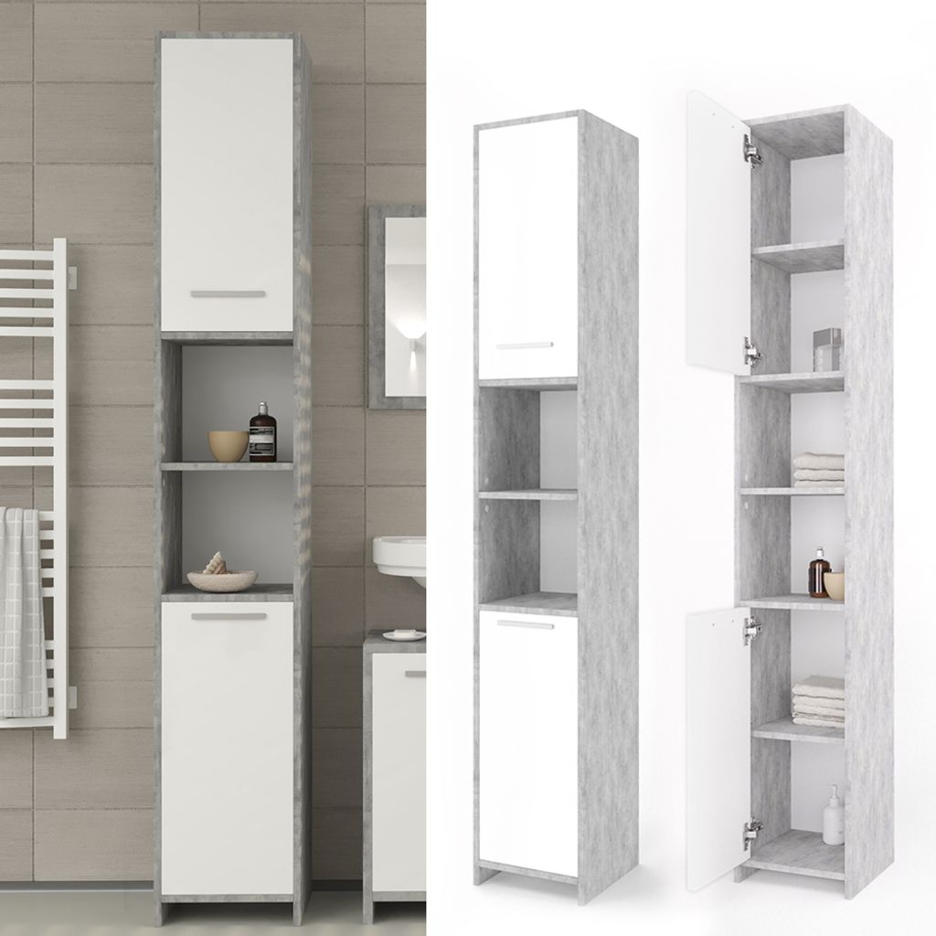 Vicco Szafka łazienkowa Kiko, 30 x 190 cm, Beton/Biały Zdjęcie produktu 2