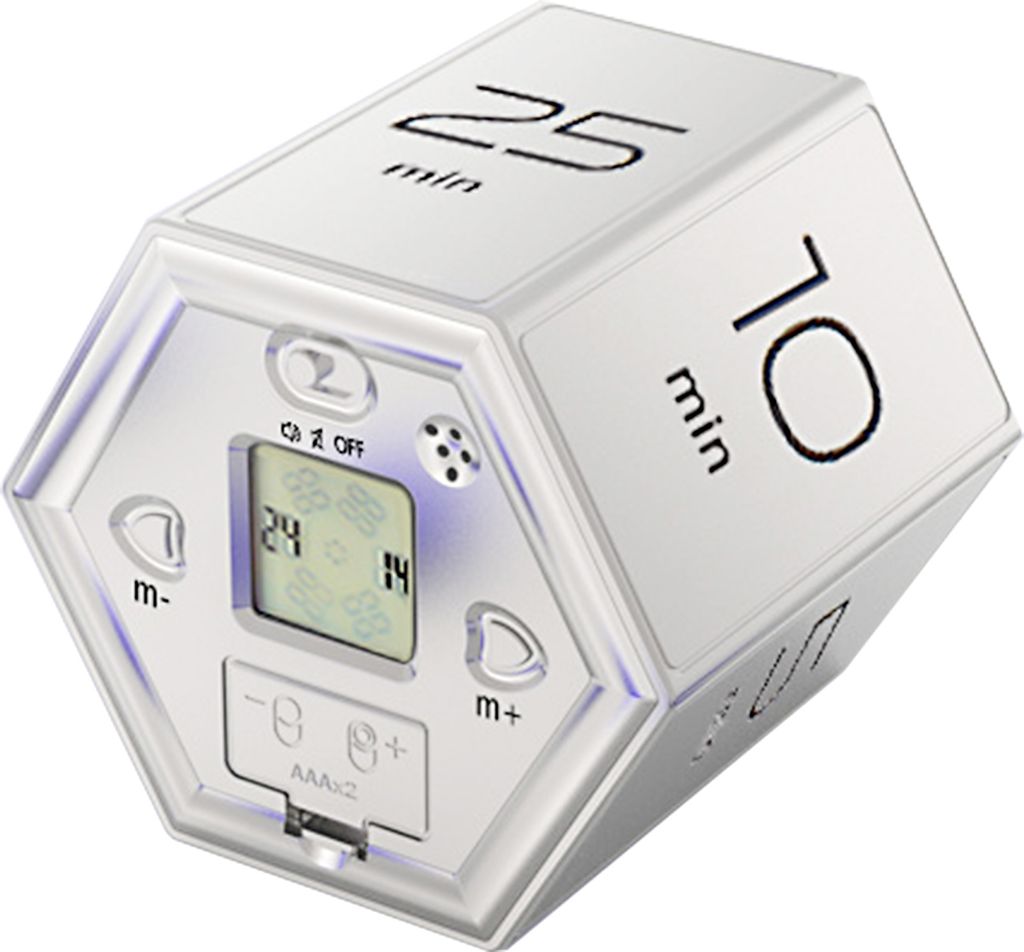 Sechseckiger Digitaluhr-Timer, magnetischer Wuerfel-Timer, Kueche, sechseckiger Flip-Timer zum Lernen, Kochen, Trainieren, einfach zu bedienender m...