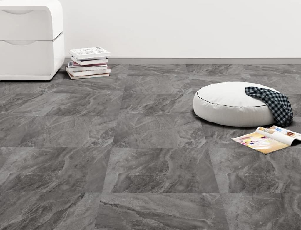 Ankonbej PVC Laminat Dielen Selbstklebend 5,11 m² Schwarz mit Muster