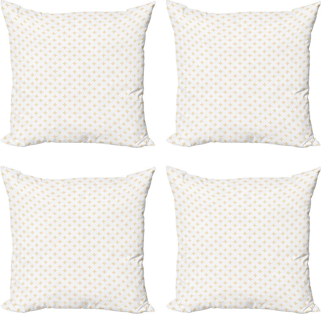 ABAKUHAUS Modern Kissenbezug Set (4 Stück), Star Wie Classy, Moderner Doppelseitiger Digitaldruck, 40 cm x 40 cm, Aprikose Gelb und Weiß