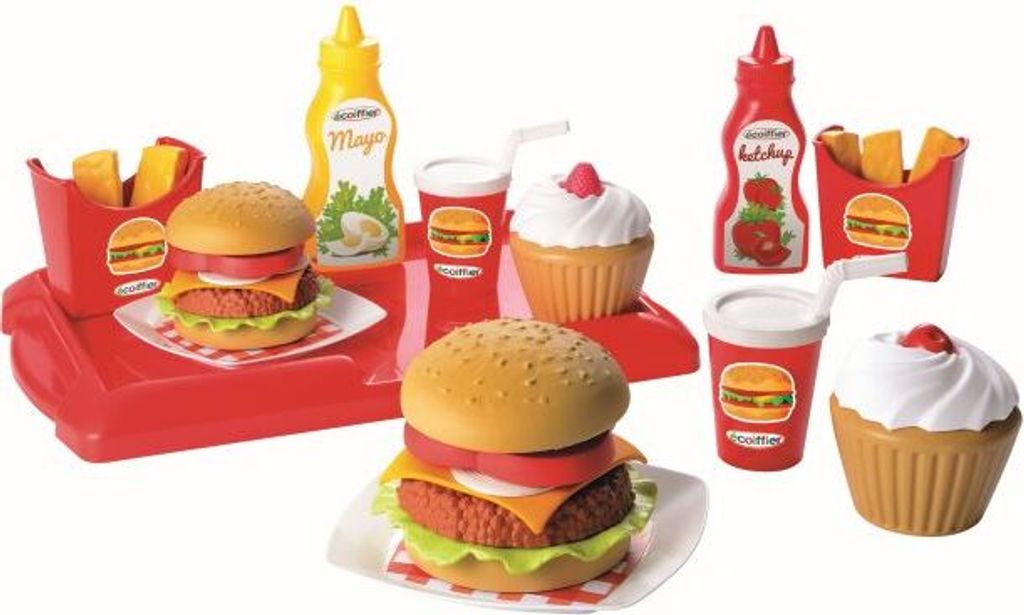 Ecoiffier Spielgeschirr Box Hamburger Set