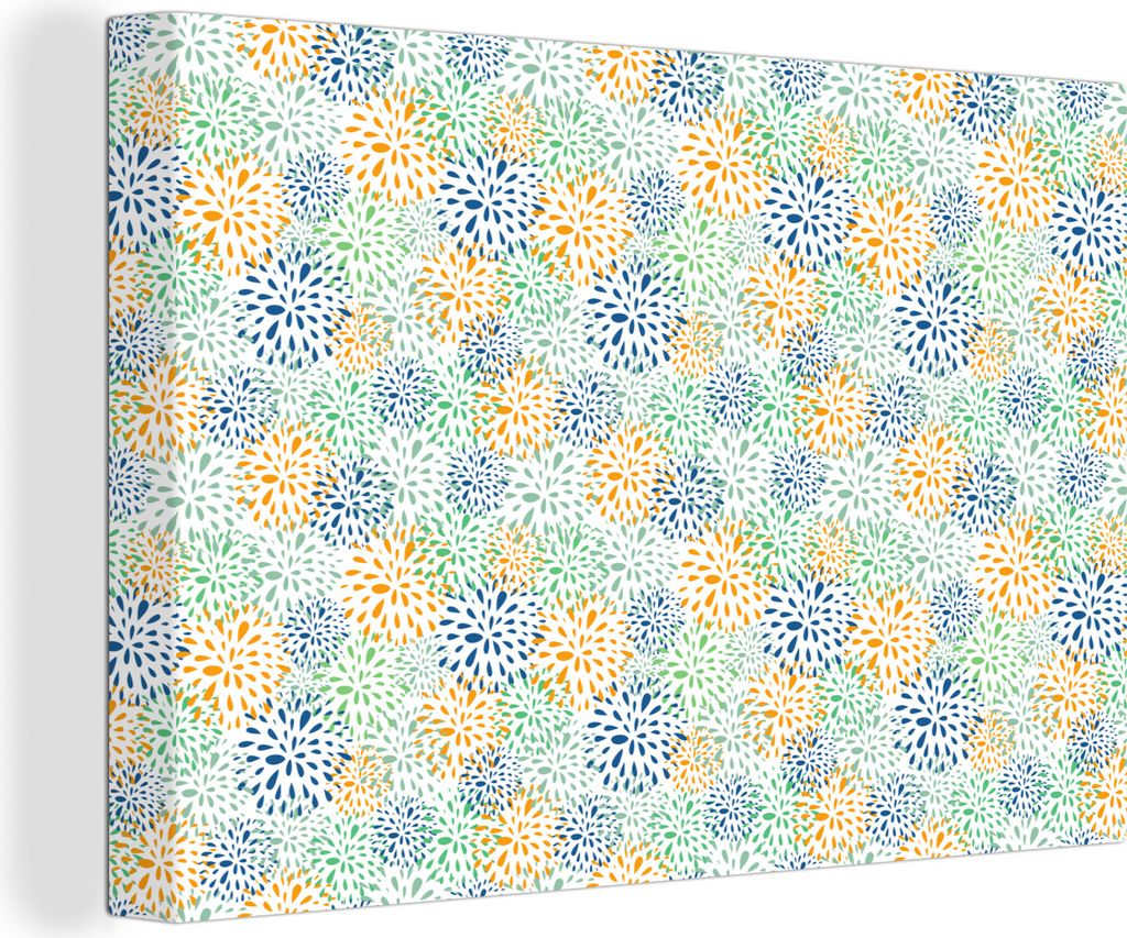 OneMillionCanvasses - Leinwandbilder - 140x90 cm, Feuerwerk - Blumen - Regenbogen - Muster, Wandbilder Kunstdruck Wanddekoration - Foto auf Leinw...