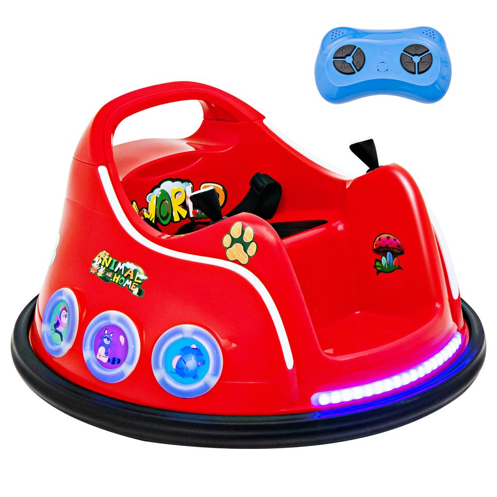 DREAMADE 12V Elektro-Fahrzeug , Kinderfahrzeug mit Fernbedienung, 360 Grad Drehung, Blinkende LED-Lichter, Eingebaute Musik, 3-8 Jahren (Rot)