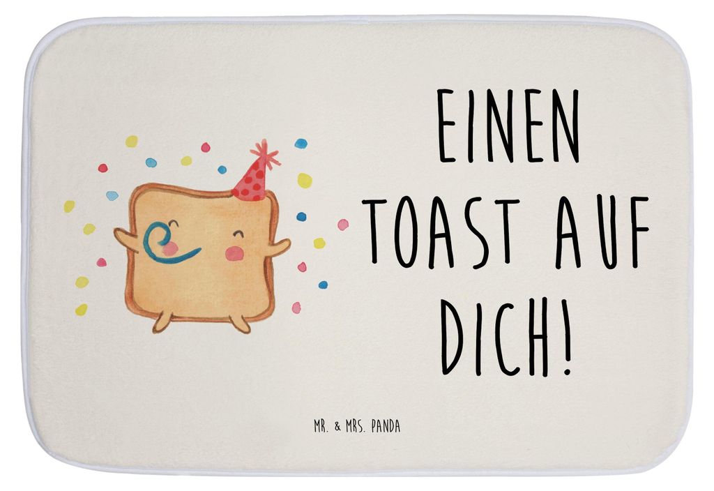 Mr. & Mrs. Panda Badezimmerteppich Toast Party - Weiß - Geschenk, Valentinstag, Badematte, für Frauen, Freundin, Jahrestag, Freund, Hochzeitstag,...