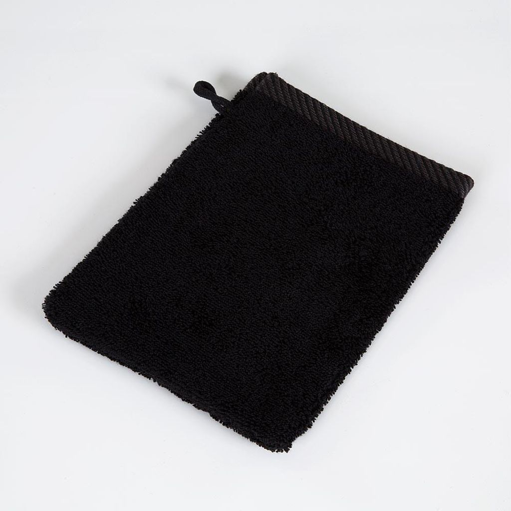 8 er SET SCHWARZ WASCHHANDSCHUH 500g/m² 100% BAUMWOLLE 15x21