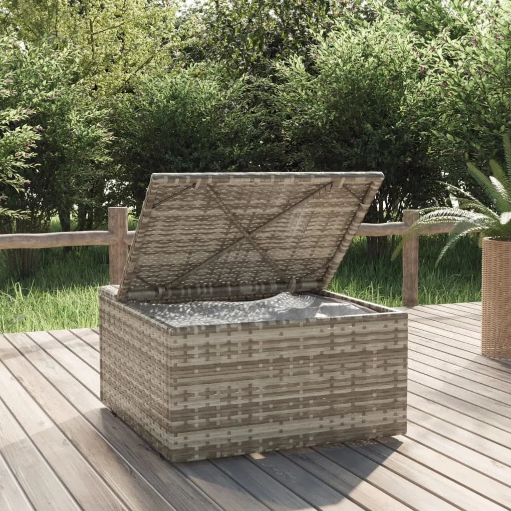 Tabouret extérieur en polyrotin résistant gris avec coussin de siège - 10