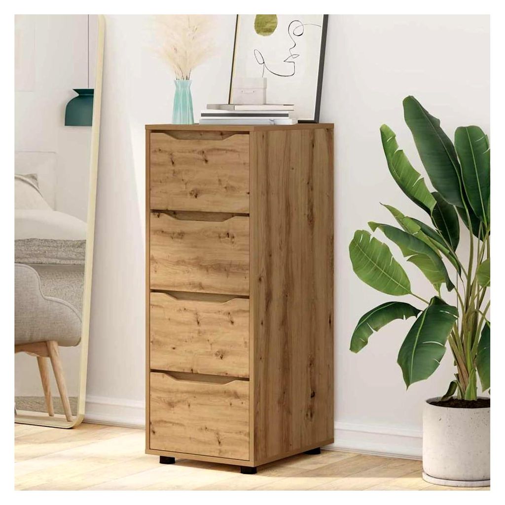 Speicherschrank aus Holzwerkstoff in Artisan-Eiche 40x48x105cm mit Schublade für Wohnzimmer und Schlafzimmer